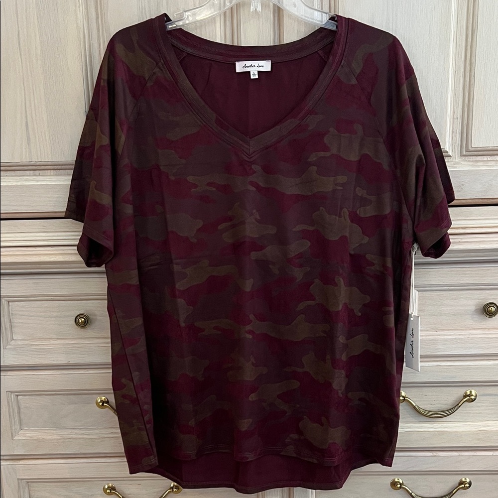 Another Love Maroon Camo V-Neck Tee